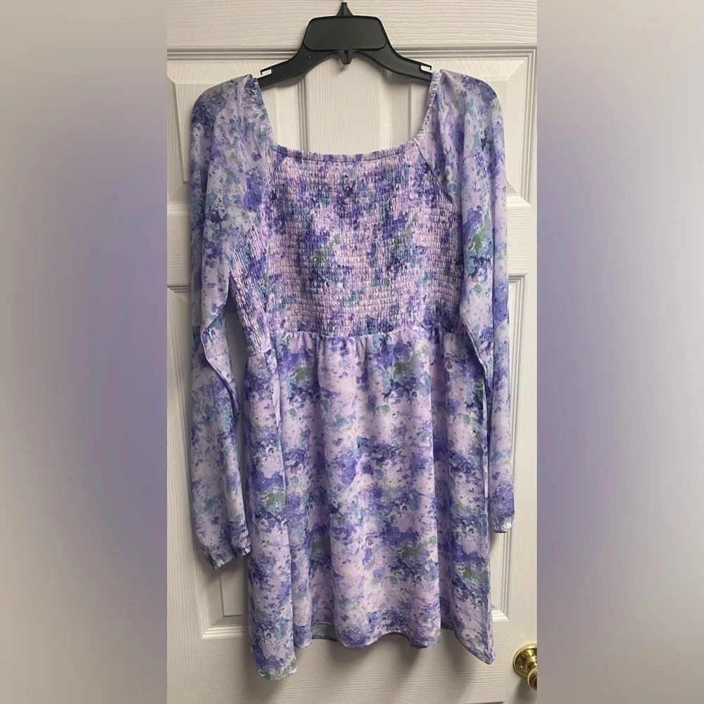 NWT Sugar & Jade Purple Print Smocked Dress Tween Girl Size XXL